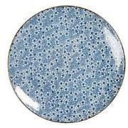 Clayre & Eef Ontbijtbord Ø 21 cm Blauw Keramiek Bloemen