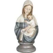 Clayre & Eef Beeld Maria 19x15x39 cm Blauw Beige Polyresin