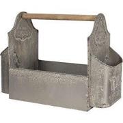 Clayre & Eef Decoratie Tuingereedschapskist 50x26x23 cm Grijs IJzer