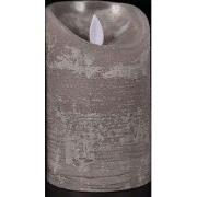 Batterijverlichting kaars wax rustiek bewegende vlam 7,5x12,5cm grijs ...