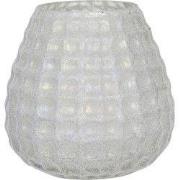 Clayre & Eef Theelichthouder Ø 10x10 cm Wit Glas