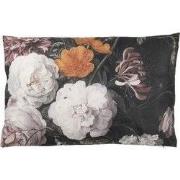 Clayre & Eef Sierkussen Zwart Wit Polyester Bloemen