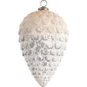 Clayre & Eef Kerstbal XL Ø 13x20 cm Wit Grijs Glas