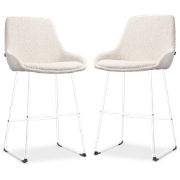 Nino-Isa barkruk bouclé beige - wit onderstel - 65 cm - set van 2