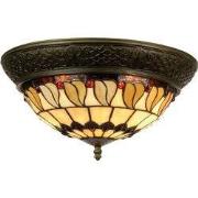 Lumilamp Plafondlamp Tiffany Ø 38x19 cm Beige Bruin Glas