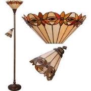 Lumilamp Tiffany Vloerlamp Ø 35 / Ø 14x176 cm Beige Rood Metaal