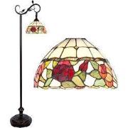 Lumilamp Tiffany Vloerlamp 40x27x152 cm Bruin Glas Bloemen