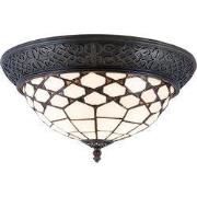 Lumilamp Plafondlamp Tiffany Ø 38x19 cm Wit Bruin Glas