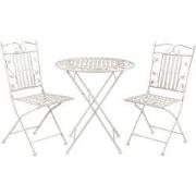 Clayre & Eef Bistroset Bistrotafel Bistrostoel 3-delig Ø 70x77 cm Wit ...