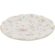Clayre & Eef Ontbijtbord Ø 19 cm Wit Roze Porselein Bloemen