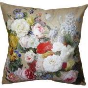 Clayre & Eef Kussenhoes 45x45 cm Beige Wit Polyester Bloemen