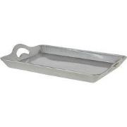 Clayre & Eef Decoratie Dienblad 45x32x3 cm Zilverkleurig Kunststof