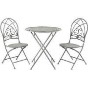 Clayre & Eef Bistroset Bistrotafel Bistrostoel 3-delig Ø 70x76 cm Grij...