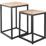 Clayre & Eef Bijzettafel Set van 2 Zwart IJzer