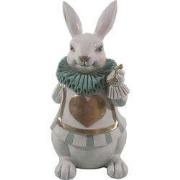 Clayre & Eef Beeld Konijn 17x14x33 cm Wit Groen Polyresin