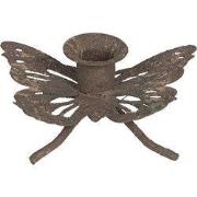 Clayre & Eef Kandelaar 7x5x3 cm Bruin IJzer Vlinder