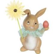 Clayre & Eef Beeld Konijn 11x9x15 cm Bruin Wit Kunststof