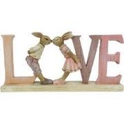 Clayre & Eef Beeld Konijn 19x3x9 cm Roze Kunststof