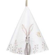 Clayre & Eef Theedoek Ø 80 cm Wit Bruin Katoen Konijn