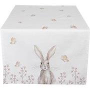 Clayre & Eef Tafelloper 50x140 cm Wit Bruin Katoen Konijn