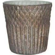 Clayre & Eef Theelichthouder Ø 13x13 cm Koperkleurig Glas