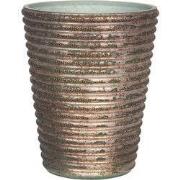 Clayre & Eef Theelichthouder Ø 9x11 cm Koperkleurig Glas