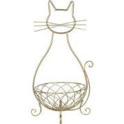 Clayre & Eef Decoratie schaal Kat 31x25x55 cm Goudkleurig IJzer