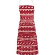 Clayre & Eef Keukenschort 70x85 cm Rood Beige Katoen Kerst