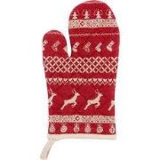 Clayre & Eef Ovenwant 16x30 cm Rood Katoen Kerst