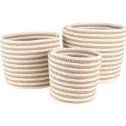 Clayre & Eef Opbergmand Set van 3 Ø 26 Ø 26 Ø 19 cm Beige Bruin Zeegra...