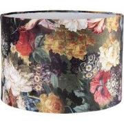 Clayre & Eef Lampenkap Hanglamp Ø 34x24 cm Zwart Geel Textiel Bloemen