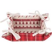 Clayre & Eef Broodmand 35x35x8 cm Rood Beige Katoen Kerst