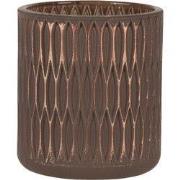 Clayre & Eef Theelichthouder Ø 8x9 cm Bruin Glas