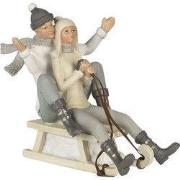 Clayre & Eef Beeld Paar 19x14x17 cm Grijs Wit Kunststof