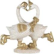 Clayre & Eef Beeld Zwaan 18x8x17 cm Wit Goudkleurig Kunststof