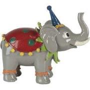 Clayre & Eef Beeld Olifant 13x6x11 cm Rood Grijs Kunststof