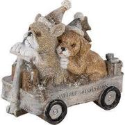 Clayre & Eef Beeld Hond 10x6x9 cm Grijs Beige Polyresin