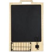 QUVIO Krijtbord met haakje en opbergmandje - Zwart / Licht bruin