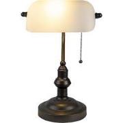 Lumilamp Bureaulamp Bankierslamp Ø 27x40 cm Wit Bruin Metaal