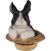 Clayre & Eef Beeld Konijn 12x12x14 cm Zwart Wit Kunststof