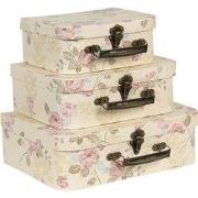 Clayre & Eef Decoratie Koffer Set van 3 30x21x9/25x18x9/20x16x8 cm Bei...