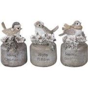 Clayre & Eef Beeld Vogel Grijs Kunststof