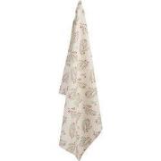 Clayre & Eef Theedoek 50x70 cm Beige Groen Katoen Dennentak