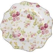 Clayre & Eef Ontbijtbord Ø 21 cm Wit Keramiek Bloemen