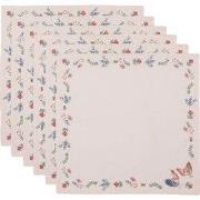 Clayre & Eef Servetten Katoen Set van 6 40x40 cm Beige Blauw Katoen Ki...