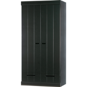 WOOOD Connect Kledingkast 2-Deurs met Lade- Grenen - Zwart - 195x94x53