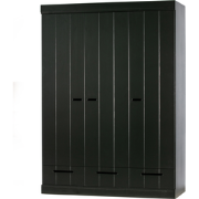 WOOOD Connect Kledingkast 3-Deurs met Lade - Grenen -Zwart- 195x140x53