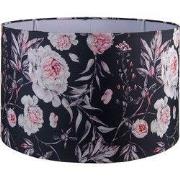 Clayre & Eef Lampenkap Ø 45x28 cm Zwart Wit Textiel Bloemen