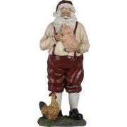 Clayre & Eef Beeld Kerstman 27 cm Rood Beige Kunststof