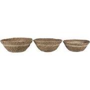Clayre & Eef Opbergmand Set van 3 Ø 25x10 cm Bruin Zeegras